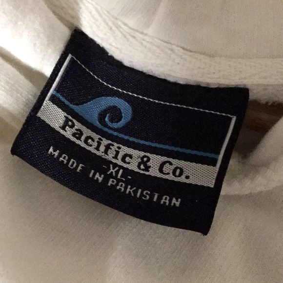 PACIFIC & CO sz X Large Tampa Florida Hooded Sweatshirt Unisex White Off White - Picture 7 of 7